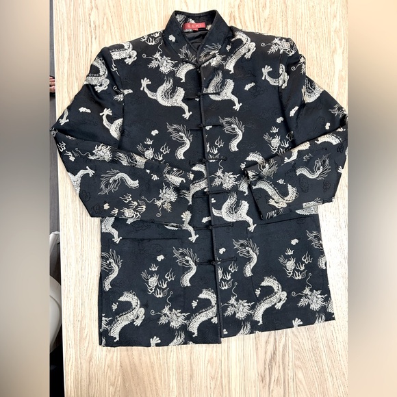 Blazer in the Chinese style embroidered with dragons size 8 Brand OCHI - Picture 1 of 8